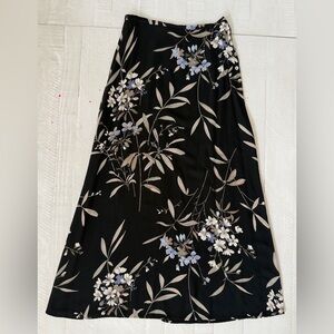 Women’s Vintage Y2K B Moss Floral Black Maxi Skirt size 6 Witchy Goth